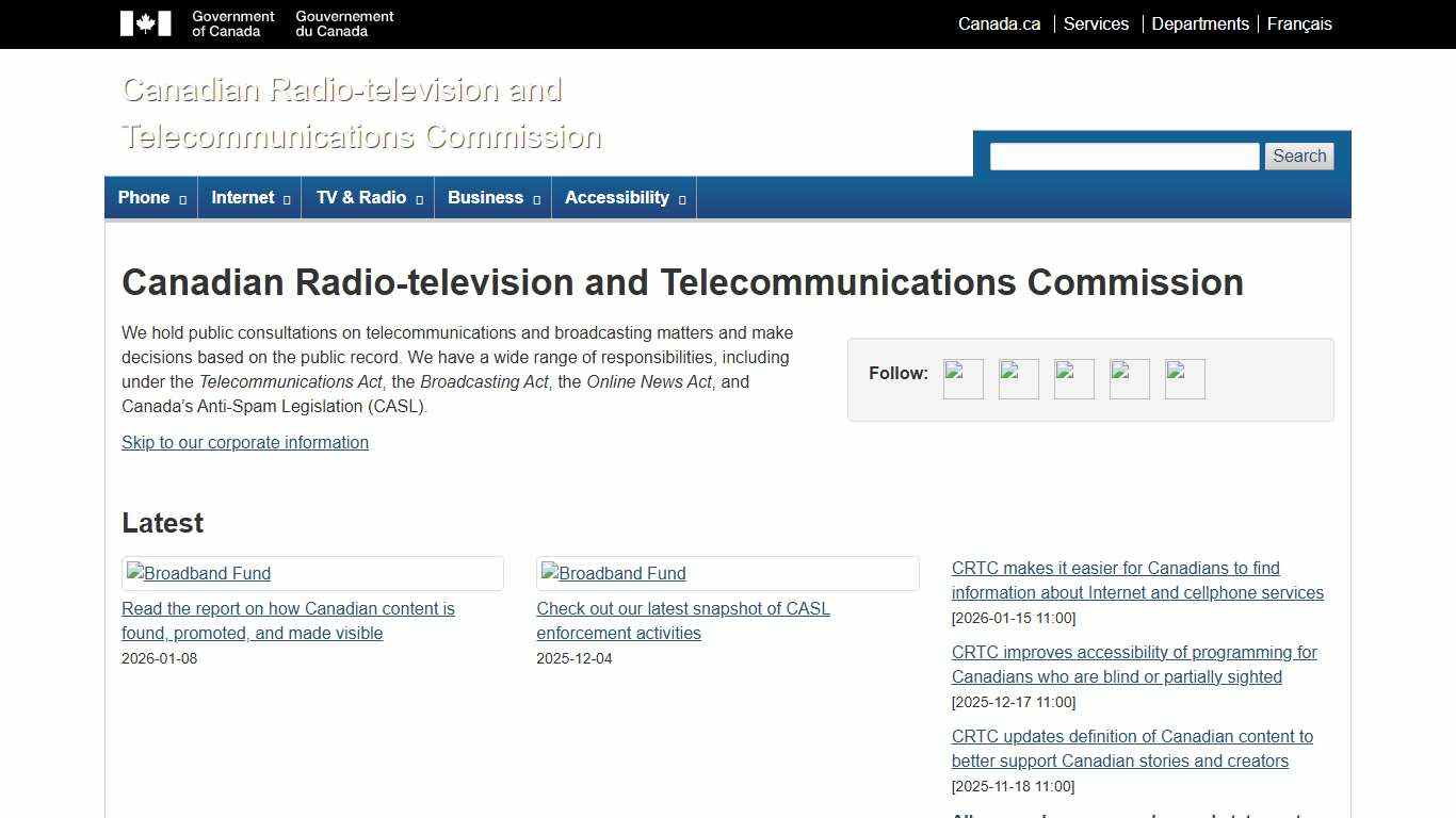 Canadian Radio-television and Telecommunications Commission CRTC